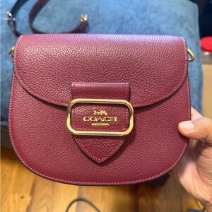 Coach Purple and Gold Crossbody Bag with Snakeskin Trim